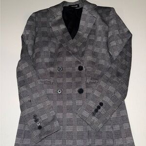 Express Black and Gray Houndstooth Blazer XS